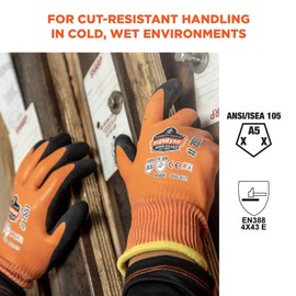Ergodyne unisex adult ANSI A5 Coated Waterproof CR Gloves, Orange, Medium Pack of 1 US