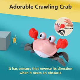 control future Baby Girl Toys Tummy Time: Pink Crawling Crab Babies Montessori Toy Learning 36 Months 3 Year Old Birthday Infant Girls Valentines Gifts Stuff 0 1 2 Essentials