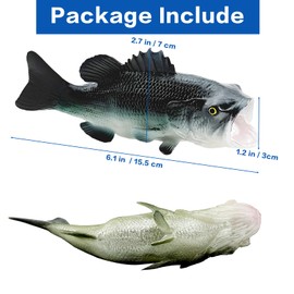 Nexboraque 4 Pack Fake Fish, 6.1 Inch Artificial Lifelike Large Mouth Bass Sea Fish Models for Food Display, Party Display, Kitchen Decor, Photography Props(Blue,Green)