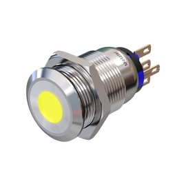 Metzler - Pressure switch 19mm - LED spot lighting yellow - IP67 IK10 - stainless steel - flat - solder contacts