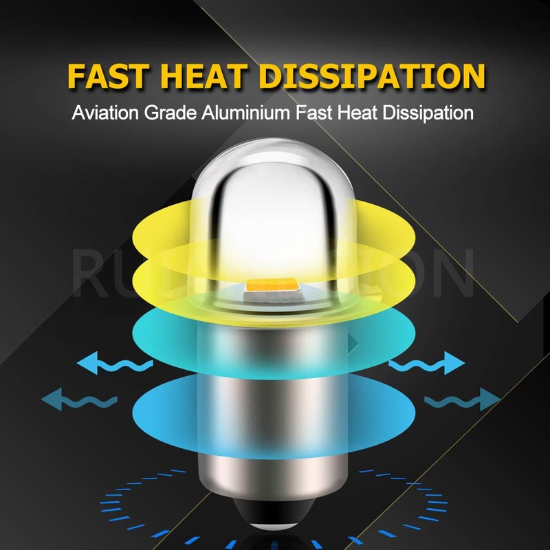 Ruiandsion LED Flashlight Bulb 18V P13.5S Base Socket Warm White