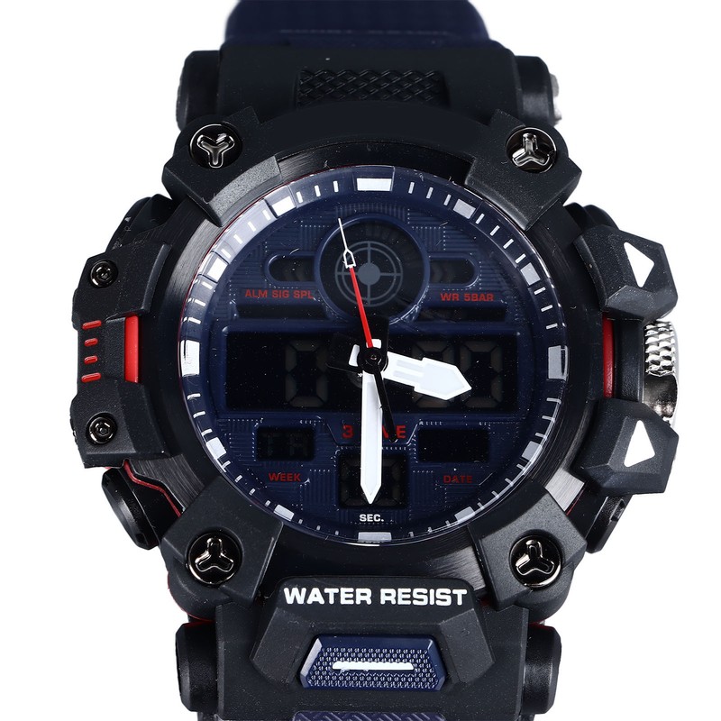 Men Digital Sports Watch Stopwatch Calendar Alarm Function Dual Time