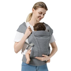 MISSWISDOM Baby Carrier Newborn to Toddler Baby Wrap Carriers(7-30lbs)，Hands Free Baby Sling Carrier with Enhanced Lumbar Support，Ergonomic Design Infant Holder Carrier, Light Grey