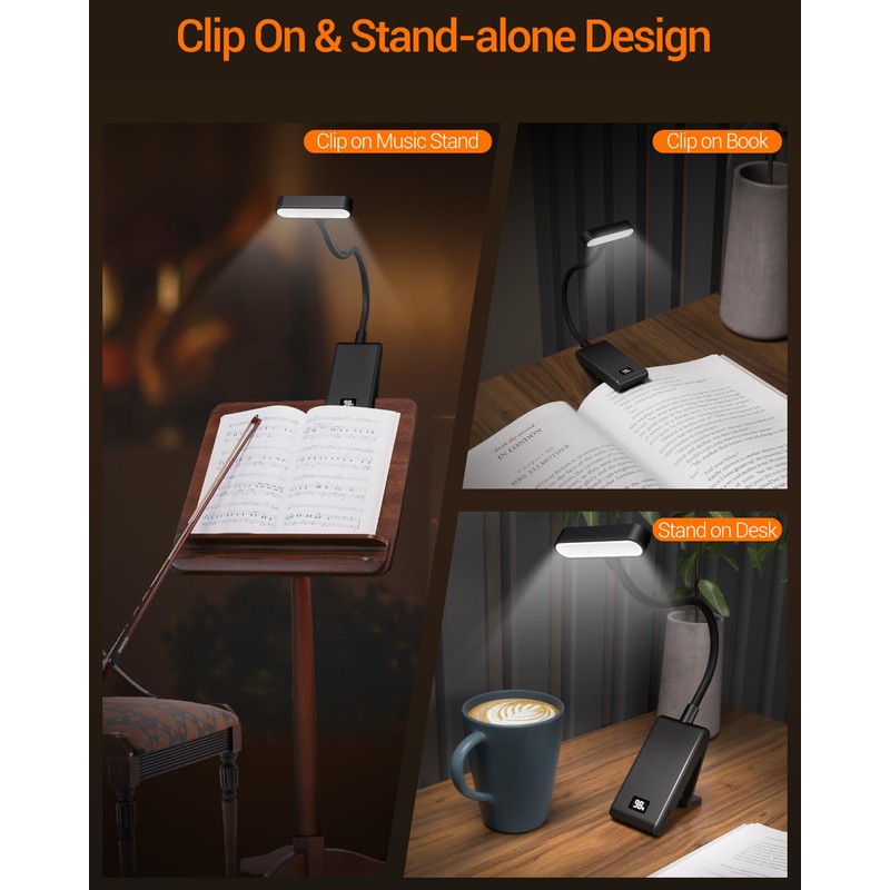 COKWEL Rechargeable Clip On Reading Lamp, 9 Led 90 Hours