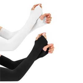 Feelorna 2 Pairs Cooling Arm Sleeves for Women and Men, UV Protection, Breathable Arm Sleeves, Compression Outdoor Sports Sleeves for Cycling Hiking, With thumb hole