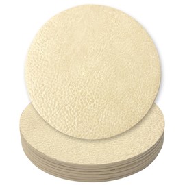 Homewear Set of 8 Morgan Faux Leather 4 Inch Round Coasters, Heat & Water Absorbent, Natural Style, Drinks Tabletop Home Dinning, Beige