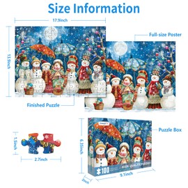 100 Piece Puzzles for Kids, Christmas Snowman 100 Piece Puzzles for Adults 100 Pieces Christmas Puzzle for Seniors Kids Ages 4-8 Christmas Jigsaw Puzzle for Seniors Teens Brain Teaser