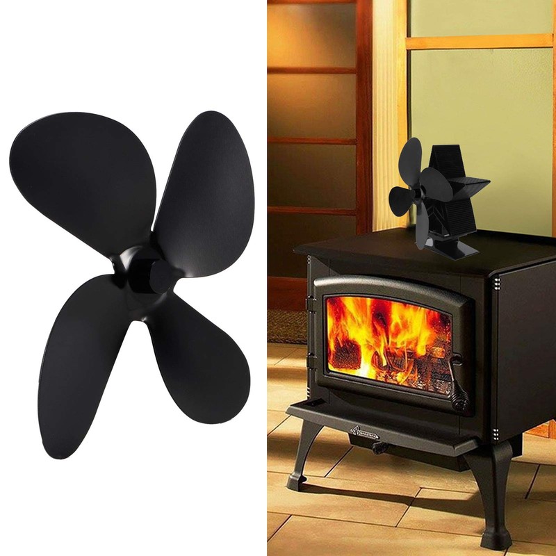 Aqur2020 Fan Blade for Stove, 4 Blades Fireplace Fan Blade