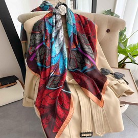 K-Elewon Large Square Scarf 43" Silk Scarf Fashion Scarves Silk Feeling Hair Wrapping Scarfs Night Sleeping Headscarf H17-07