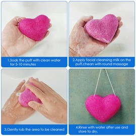 6 pcs Konjac Sponge, DaKuan Cordate Facial Sponges, Polychrome Face Sponges for Cleansing, Natural, Colorful, Gentle Exfoliation for Radiant Skin