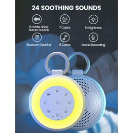 Vaydeer SA18 White Noise Machine with Recording - Portable Sound Machine & Bluetooth Speaker for Baby Adults, 24 Soothing Sounds, Night Light, Noise Canceling for Office, Sleep, Home, Travel
