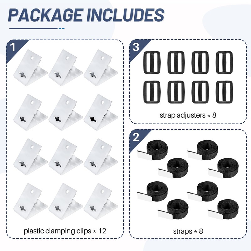 Solar Cover Reel Attachment Kit, Pool Cover Reel Straps and