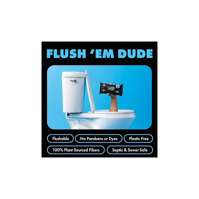 DUDE Wipes - Flushable Wipes - 3 Pack, 144 Wipes