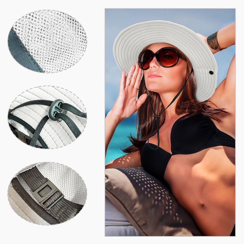 FUIPVGI Women's Sun Hat, Foldable Sun Hat, UV Protection with