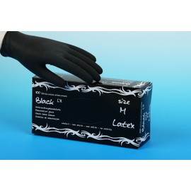 Latex Examination Gloves Black Tattoo Set of 100