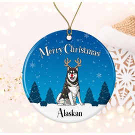 Alaskan Merry Christmas Ornament - Merry Xmas Gifts for Pet Lovers Dog - Ornament Christmas Tree Hanging Decorations - Gifts for Lovers Dog Ornament Printed on Both Sides
