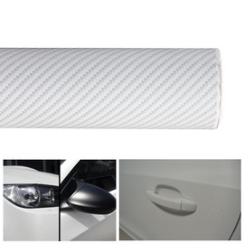 DIYAH 3D White Carbon Fiber Film Twill Weave Vinyl Sheet Roll Wrap DIY Decals (12" X 60" / 1FT X 5FT)