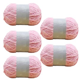 5 Pack Super Chunky Chenille Soft Yarn for Knitting and Crochet, 100g - 115m (Pink)