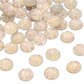 sourcing map 60 Pcs Rhinestone Flatback Embellishments Faux Druzy Crystal Diamonds Round Resin Trims Beads Gem for Jewelry Making Pendant DIY Crafts Accessories, Light Pink