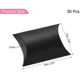 sourcing map 50Pcs Pillow Boxes 3.5 x 2.8 x 1 Inch Gift Boxes with Ribbons, Presents Paper Candy Favor Boxes for Gift Wrap Wedding Birthday Party, Black