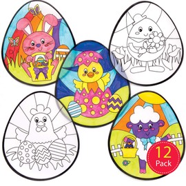 Baker Ross Easter Colour In Window Decorations - Pack of 12, Easter Crafts for Kids (AW144)