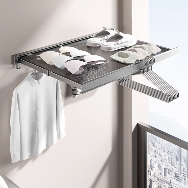 Balcony Clothes Drying Rack Wall Mounted with Mesh Surface Collapsible