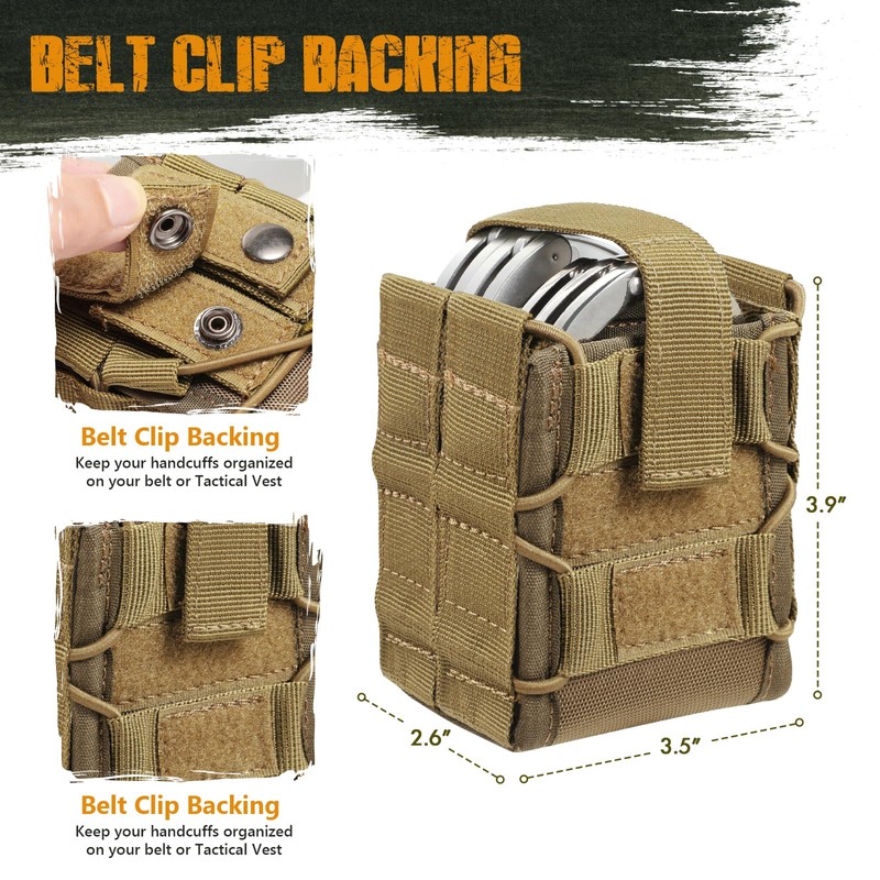 Double Handcuff Pouch for Most Standard Size Handcuffs, MOLLE Handcuff