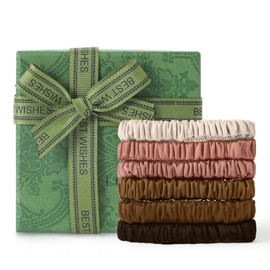 Pure Silk Hair Ties, 6PCS Silk Scrunchies for Hair, Scrunchies for Women Girls, Elastic Ponytail Holders No Damage