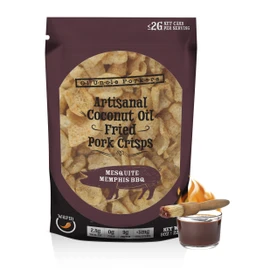 Keto-Friendly Barbecue Pork Rinds (Mesquite Memphis BBQ Flavor, 8 Oz Bag), Pork Crisps Artisan Fried in Coconut Oil