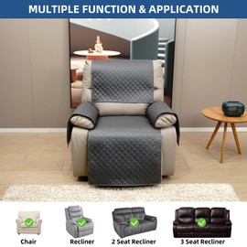 Eismodra Recliner Chair Covers Non-Slip Recliner Cover Stay in Place Washable Reclining Armchair Seat Slipcover Furniture Protector for Kids Pets Dogs (Dark Gray, 4 Pieces Set)