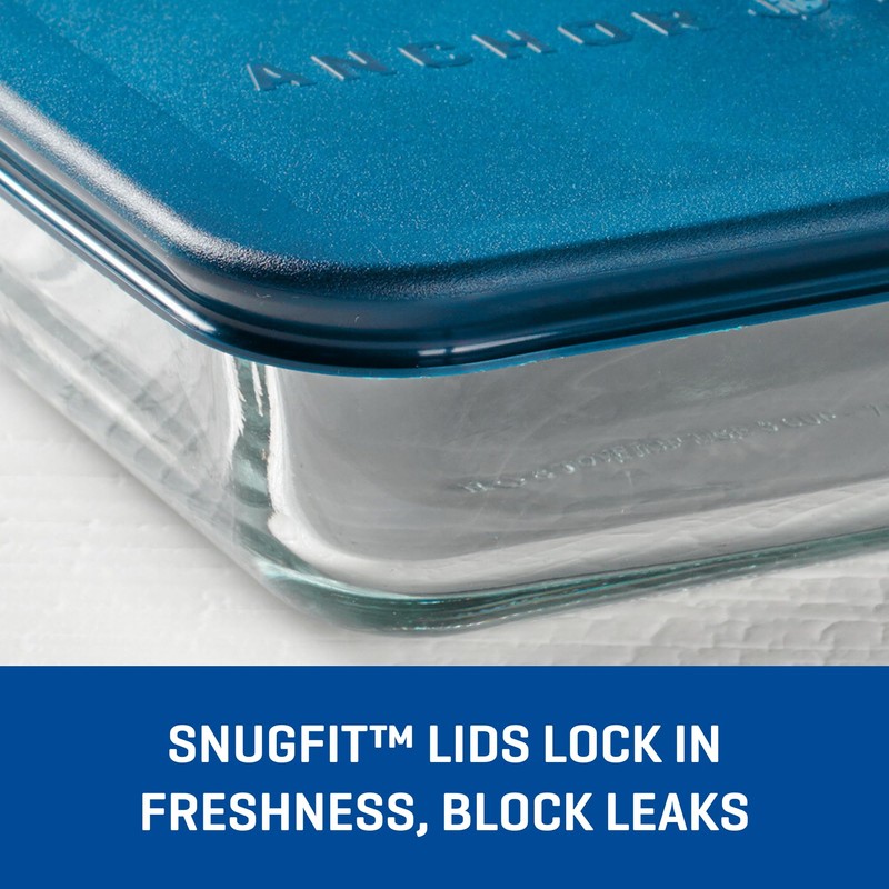 Anchor Hocking SnugFitTM Rectangular Food Storage Containers with Lids (4-Piece,
