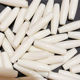BeadExplosion 1 1/2" (one and one half inch) HAIR PIPE CHOKER BEADS WHITE HAIRPIPE Simulated Bone PlasticPk/50