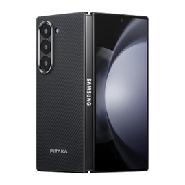 PITAKA Z Fold6 Wireless Charging Case Ultra Thin and Light Magnetic Case with Non-slip 3D Texture Aramid Fibre Made Black/Grey