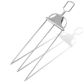 HAIKING 3 Prong Stainless Steel Skewer, 1 PCS 3 Way Reusable Barbecue Accessories for Meat, Chicken, Sausages, Veggies, Shrimp (35.6 x 9.3cm/14 x 3.66in)