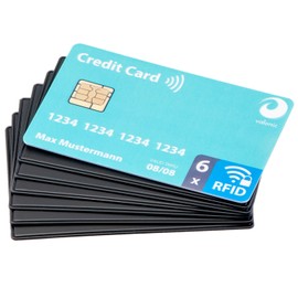 Valonic RFID Wallet Shield - Ultra Slim - 6-Pack - RFID Blocking Guard - Black - Fraud Protection for Credit & Debit Cards