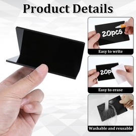 20 Packs Acrylic Mini Chalkboard Sign Black Food Labels Name Tags for Buffet Table Sign Chalkboard Blackboard for Wedding, Table Signs Place Cards for Buffet, Bakery