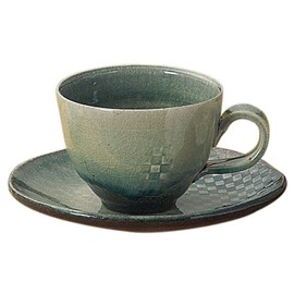 丸伊製陶 信楽焼 へちもん コーヒーカップ ソーサー セット 約240ml モザイク 青 MR-3-3290