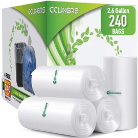 2.6 Gallon Clear Bathroom Trash Bags (240 Bags) 2 Gallon Small Garbage Bags 10 Liter Plastic Wastebasket Trash Can Liners for Home and Office Bins, 240 count