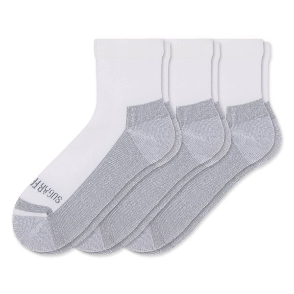 Sugar Free Sox Active-Fit Cushioned Mens Diabetic Ankle Socks 3 Pack (White, 10-13)