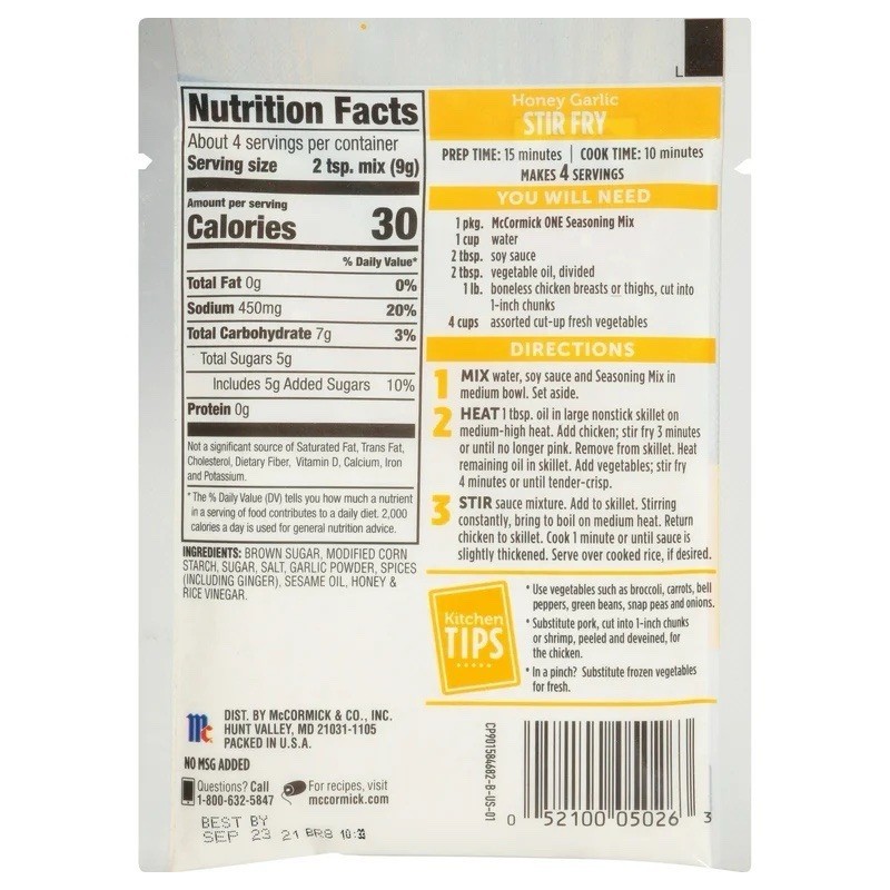 McCormick One Skillet Honey Garlic Stir Fry w/Ginger Seasoning Mix,