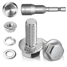 Pack of 12 M8 x 20 mm Hex Screws M8 Screws Set Stainless Steel A2 70 Full Thread Male Hex Flange Nuts Spring Washers Magnets Hexagonal Socket for Construction Machines Assortment with Magnetic Hex Bit