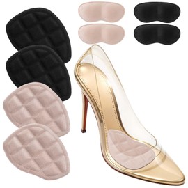 KFHENSOMR Heel Cushion Metatarsal Foot Pads for Women Ball of Feet Cushions Reduce Foot Pain No Slip Heel Grips Liners Pad Inserts for Big Shoe Filler for Big, Loose Shoes, Blisters (Beige & Black)
