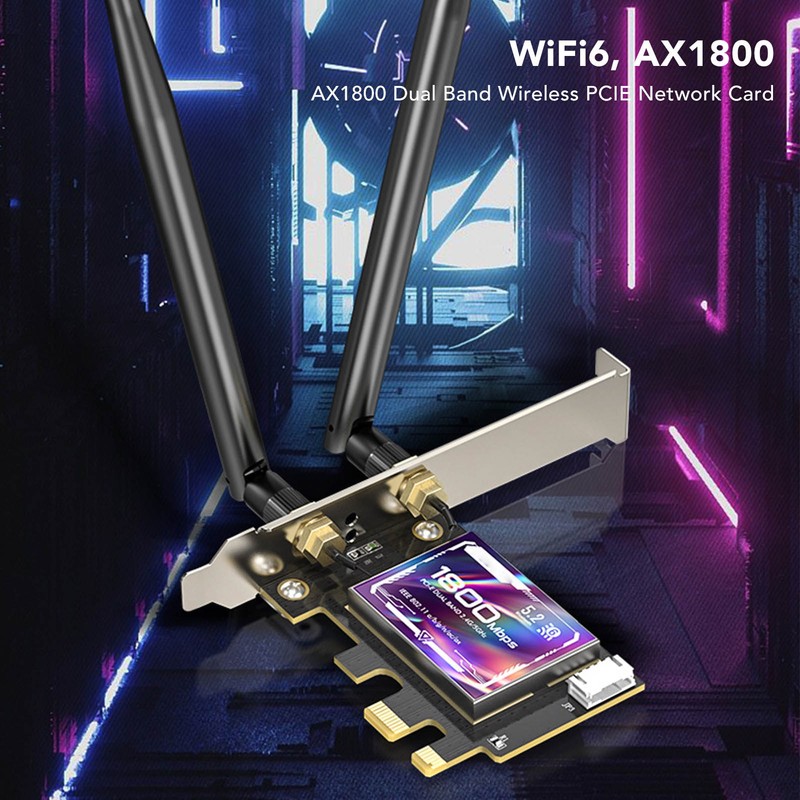 WiFi6 AX1800 PCIe WiFi Adapter Bluetooth 5.2 WPA3 802.11AX Dual