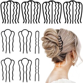 Yuaii Winding Comb, Insert-type Comb, Set of 10, Hair Accessories, Hair Clip, Practical U-shaped Clip, Hair Ornament, Hair Pin, Wedding Gift, Birthday, Daily Life, Hair Accessories, Black (2 Teeth 2