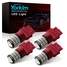 Yorkim 3157 Led Bulb Red Bright 3156 Led Red for Car Brake/Tail Lights with Projector - 3056 3156 3057K 4157K 3047K 3457 3057 4057 4157 T25 Led Bulbs, Pack of 4