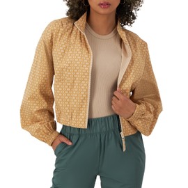 Champion, Campus, Lightweight Zip-Up Jacket with Mockneck for Women, C Interlock Tantalizing Tan, Medium