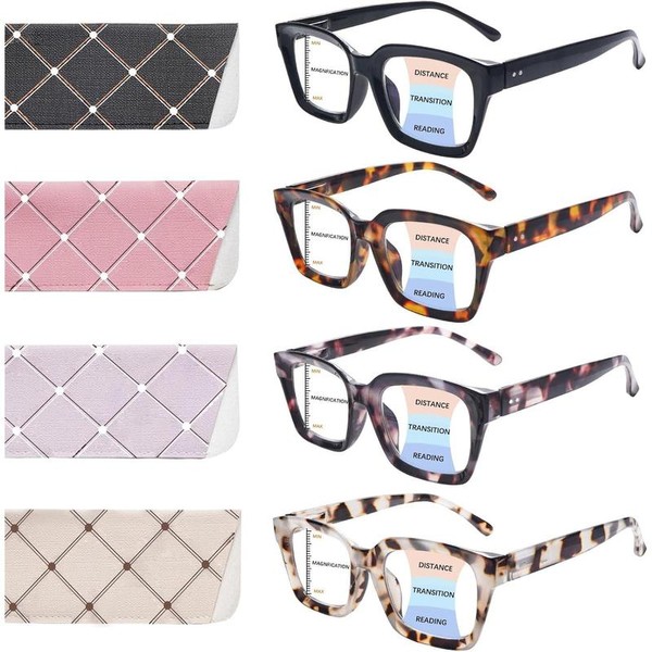 4 Pack Progressive Multifocus Reading Glasses for Women Oprah Style