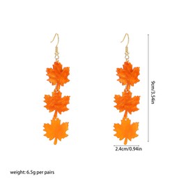GBAHFY Acrylic Autumn Maple Leaf Earrings with Water Pattern Design Lightweight Leaves Dangle Drop Earrings for Women Fall Foliage jewelry (Orange)