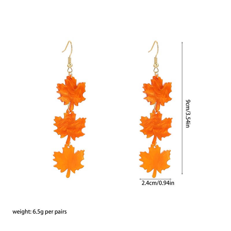 GBAHFY Acrylic Autumn Maple Leaf Earrings with Water Pattern Design