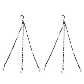 zuylikxy 2-Pack 15.9-Inch Hanging Basket Plant Chain - Flower Pot Hangers with Hooks - Black Metal Replacement Hangers for Bird Feeders, Flower Pots, Lanterns, and Wind Chimes